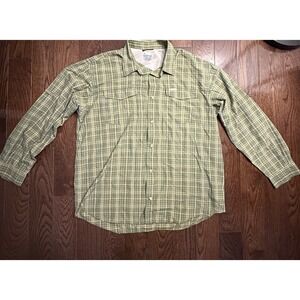 Columbia GRT Men's XXL Plaid Shirt Green UPF 40 Vented Hiking‎ Outdoor Western